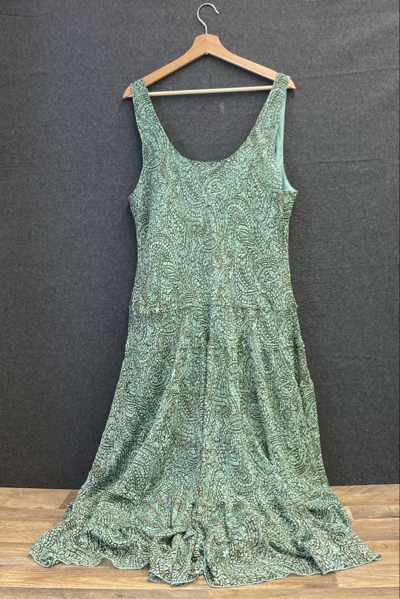 Jones Studio Women's Teal Green Paisley Ruffled Tiered Maxi Dress Sz 20W