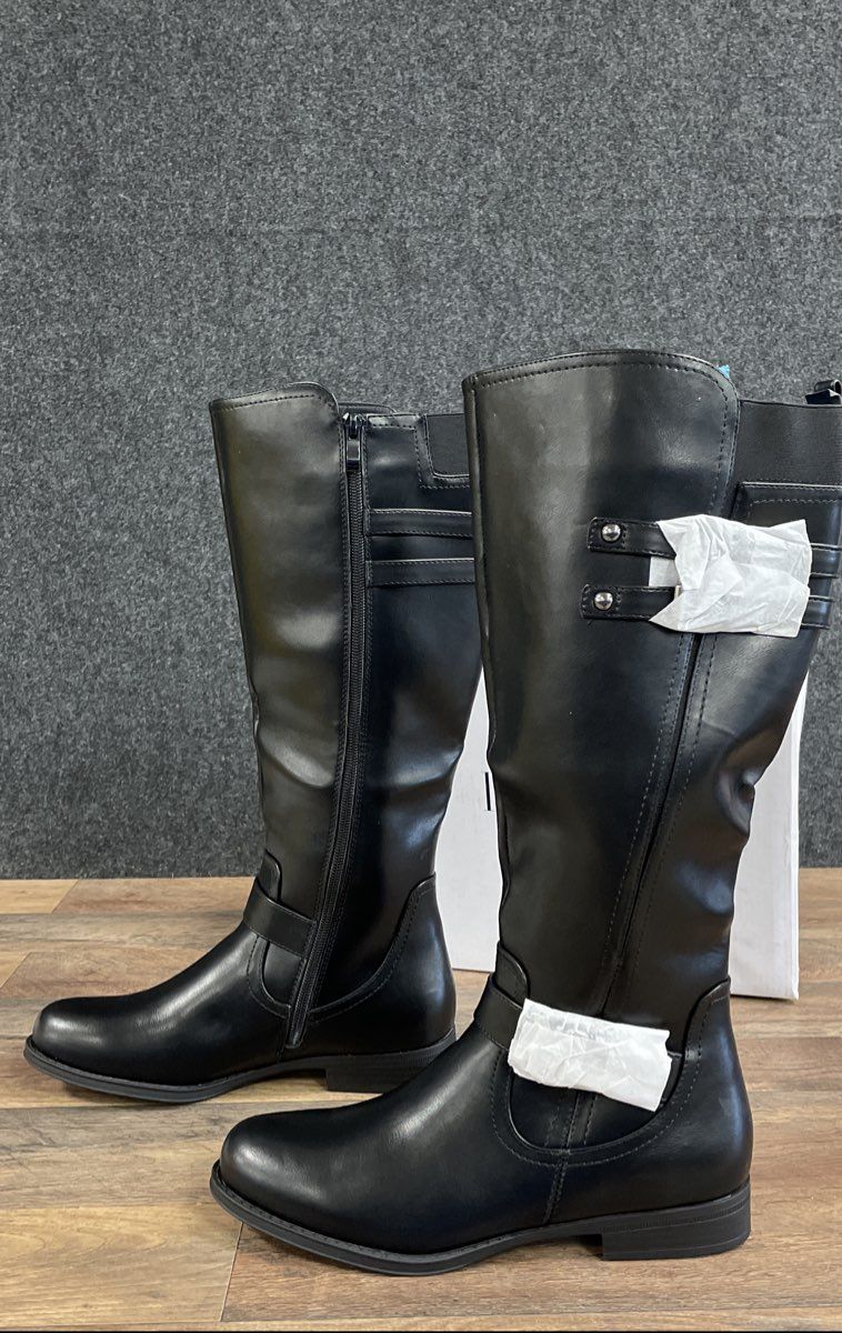 Dream Pairs Women's Black Knee High Riding Boots Buckle Detail Size 9 DS