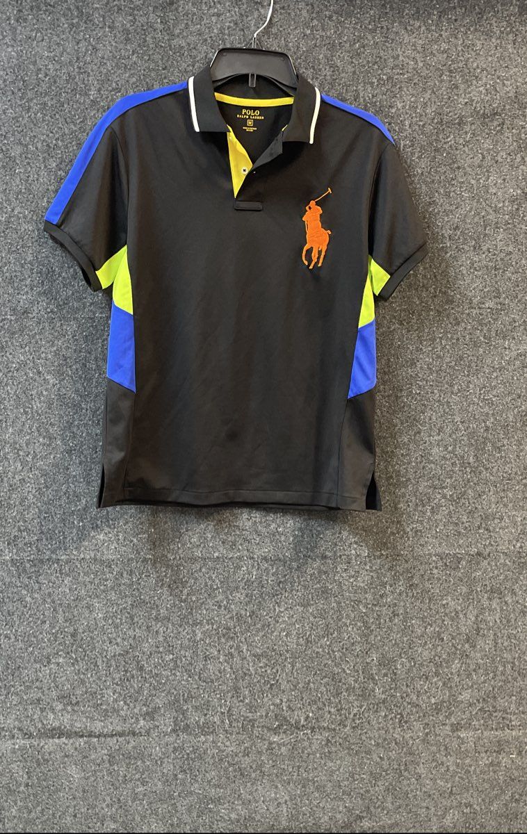 Polo Ralph Lauren Men's Black Colorblock Big Pony Short Sleeve Polo Shirt Sz M