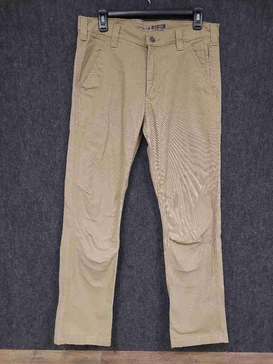 Carhartt Men's Slim Tapered Work Pants Tan Khaki Stretch Canvas Sz 31x30