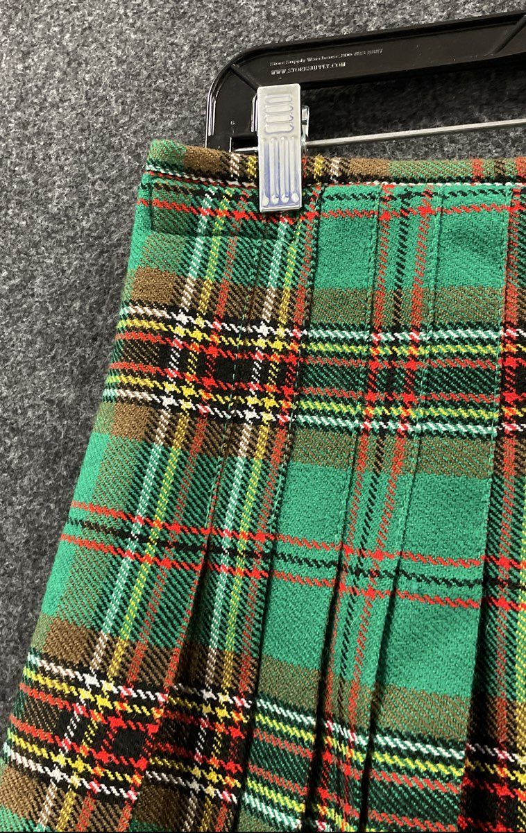 Celtic Pro Green Tartan Plaid Pleated Buckle Kilt Sz 24 NWT