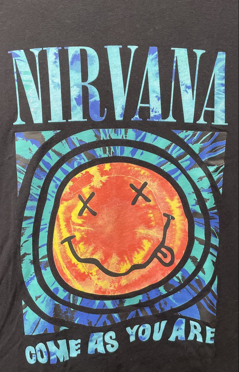 Nirvana Come As You Are T-Shirt H&M Smiley Graphic Reprint Black Sz M