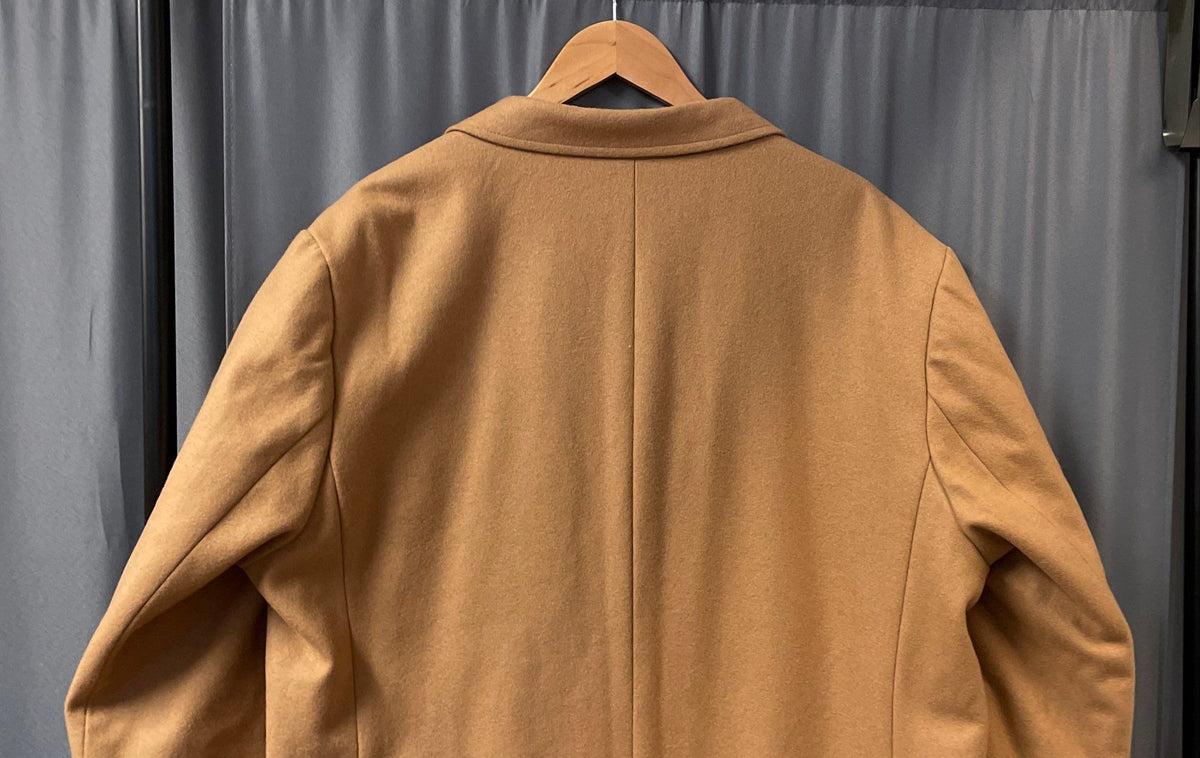 JackThreads Men's Tan Wool Blend Double Breasted Overcoat Quilted Lining Sz XXL