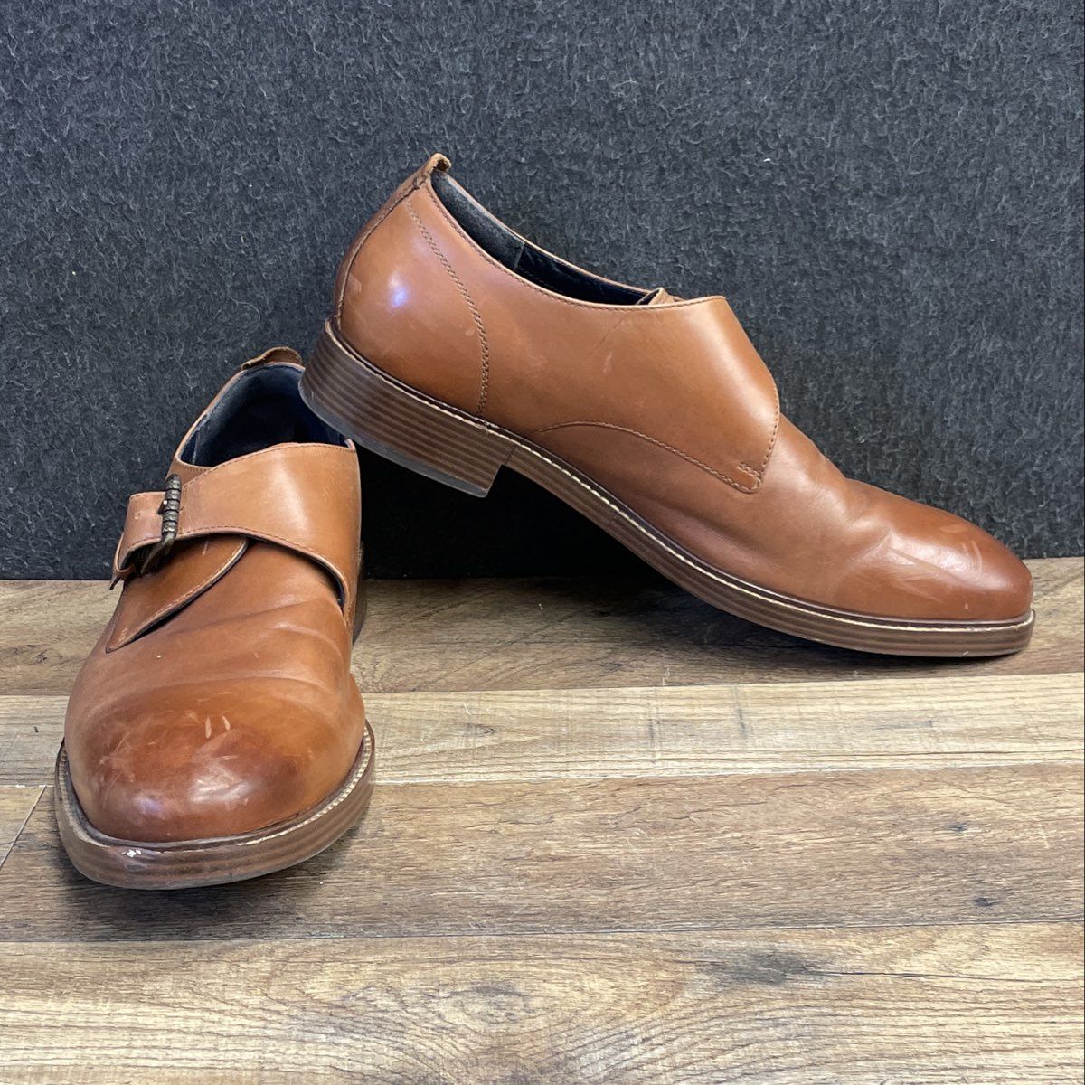 Cole Haan Tan Leather Single Monk Strap Dress Shoes Men's Size 12