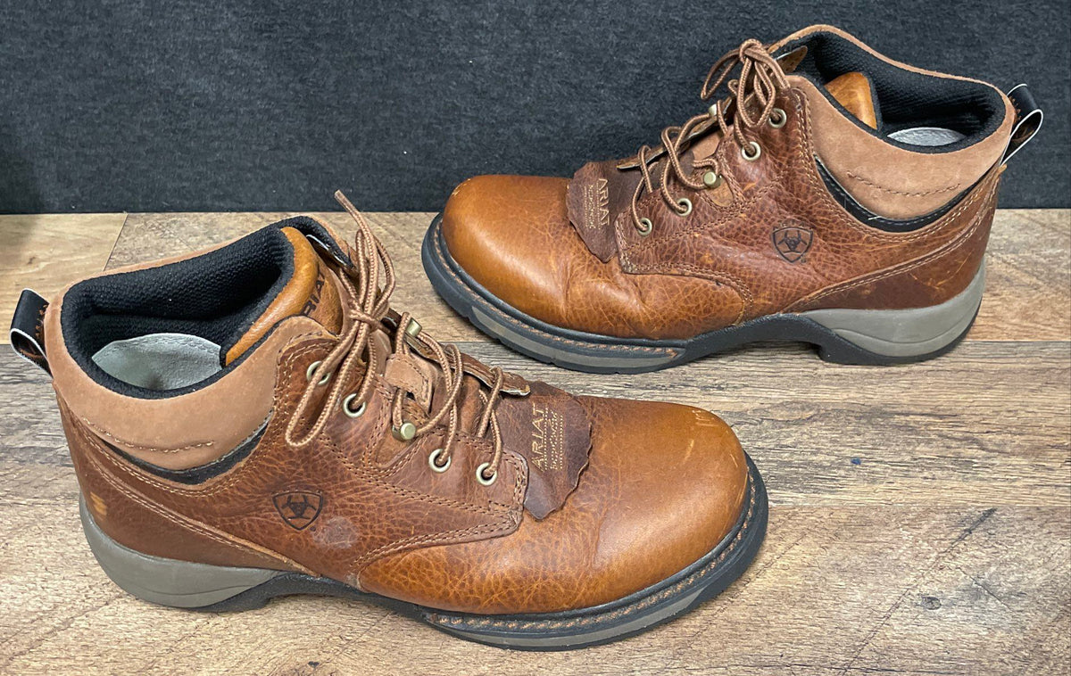 Ariat Women's Barnyard Lace Brown Leather Work Boots Size 8B