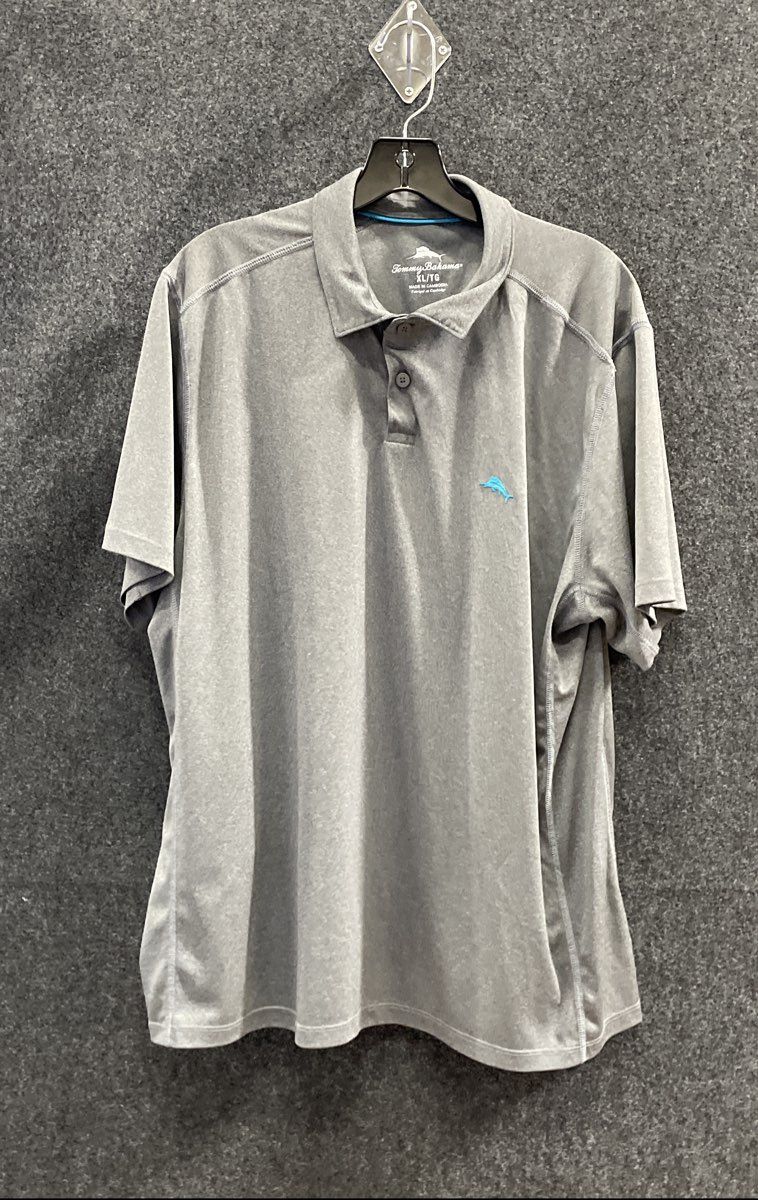 Tommy Bahama Men's Grey Performance Space Dye Polo Shirt Marlin Logo XL
