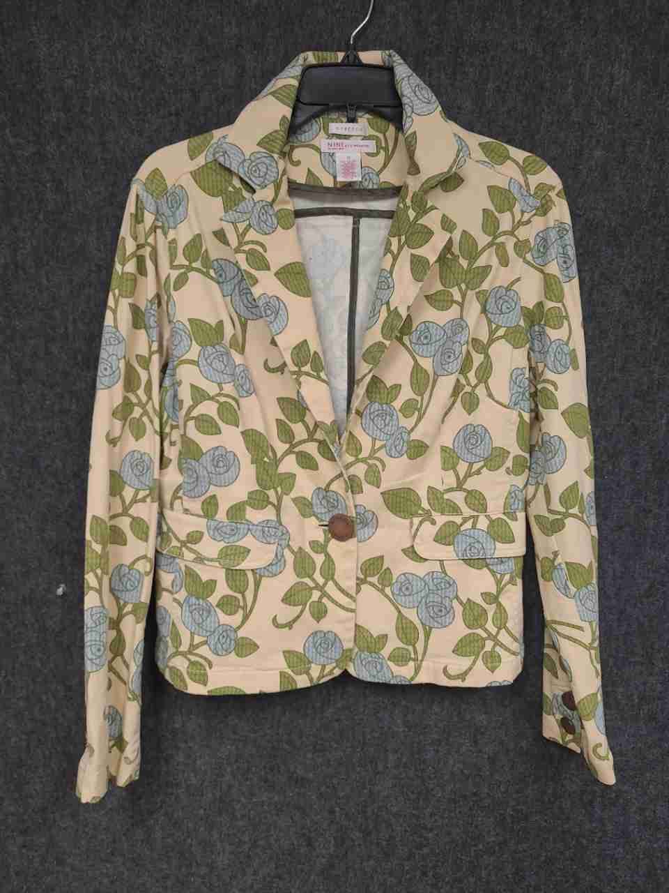 Nine & Co. Weekend Women's Blue Green Floral 2 Piece Blazer Skirt Set Sz 12