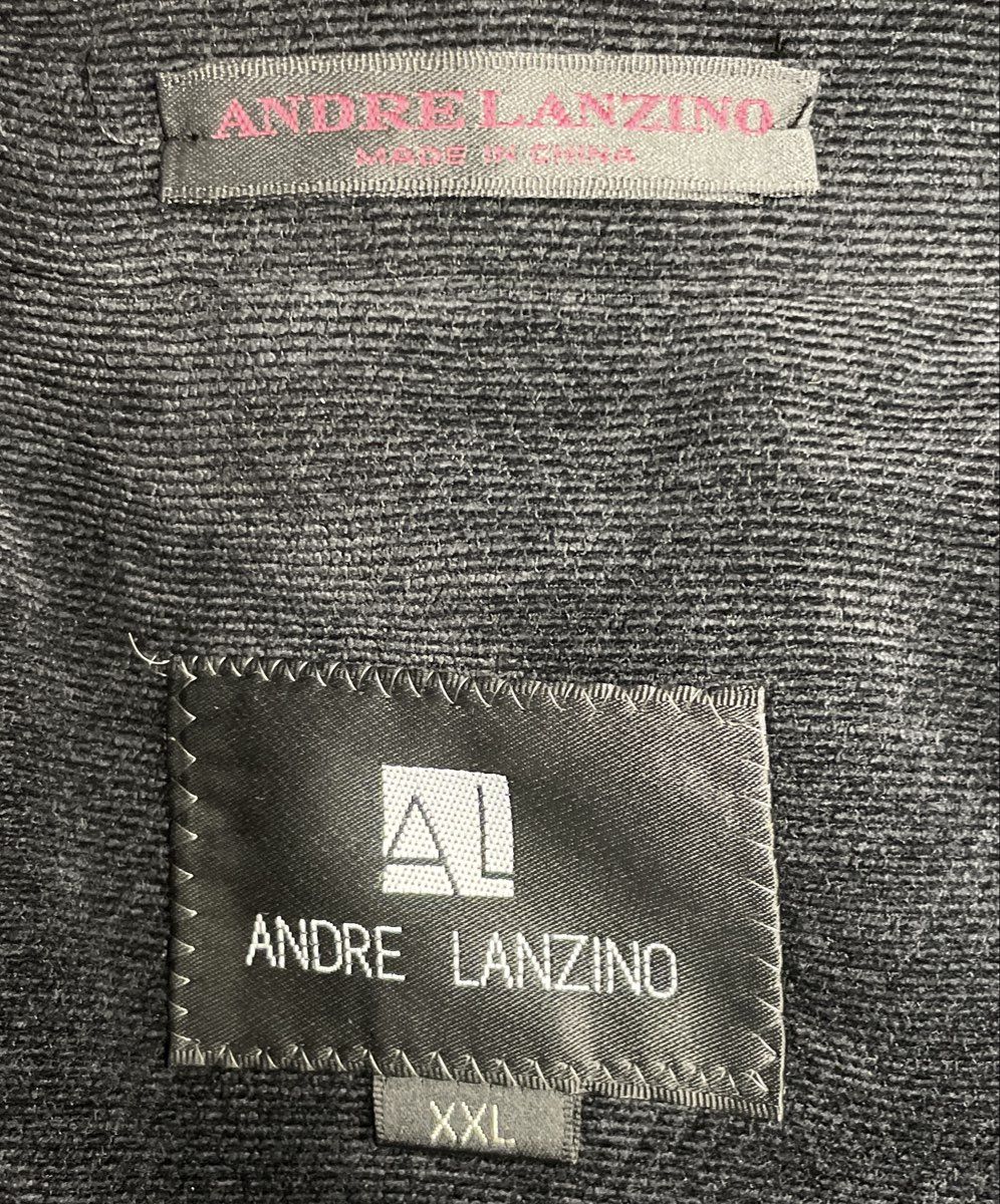 Andre Lanzino Men's Black Full Zip Ribbed Sueded Sweater Jacket Sz XXL
