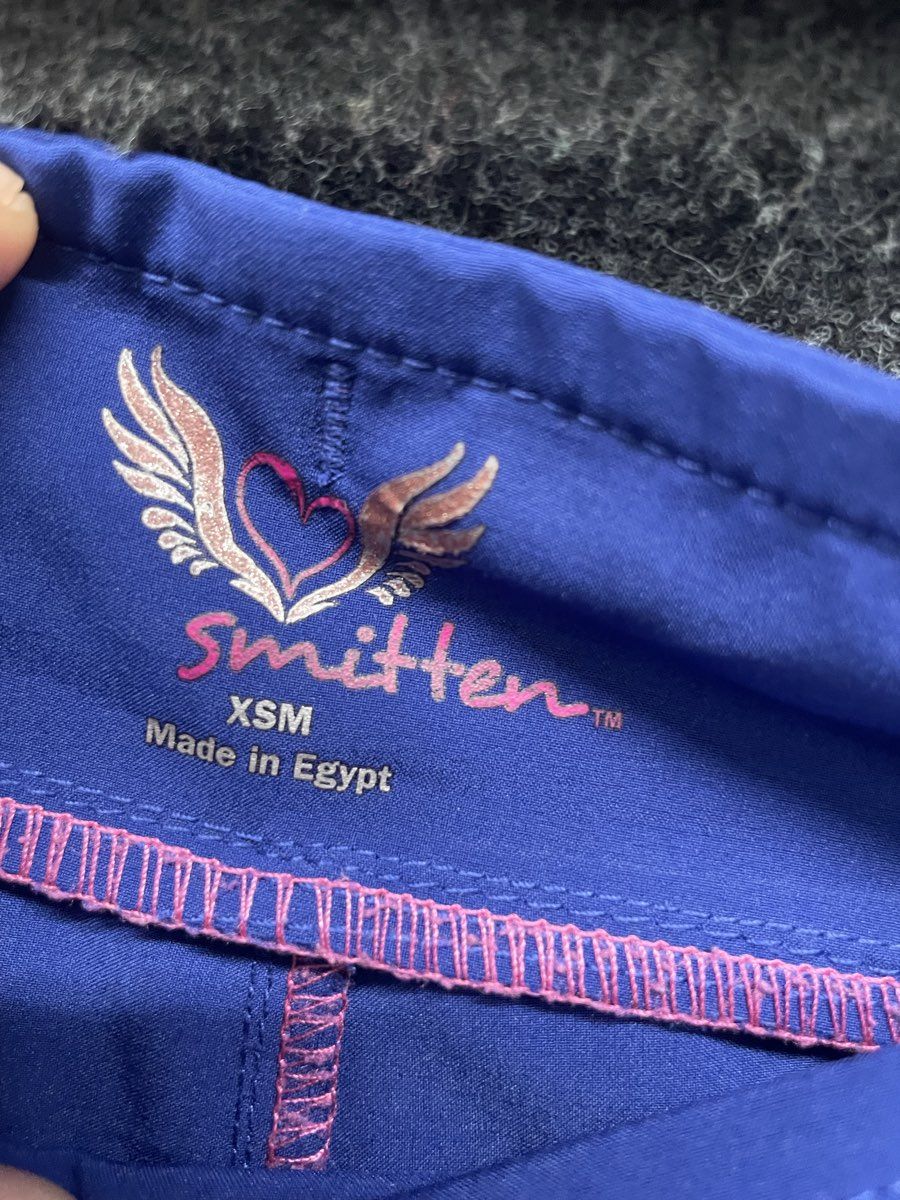 Smitten Women's Purple Hottie Sleek Fit Cargo Scrub Pants Pink Drawstring Sz XSM