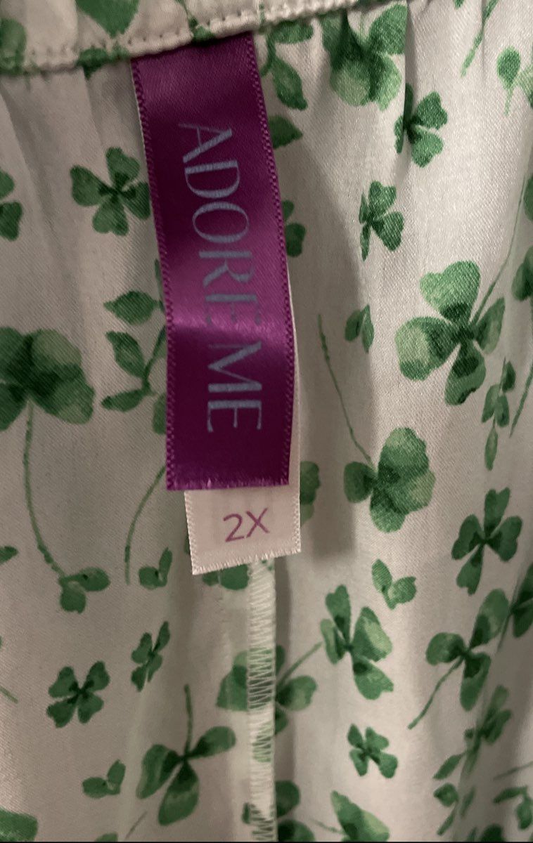 Adore Me Women's Pajama Set Green Shamrock Clover Print Cami Shorts Sz 2X