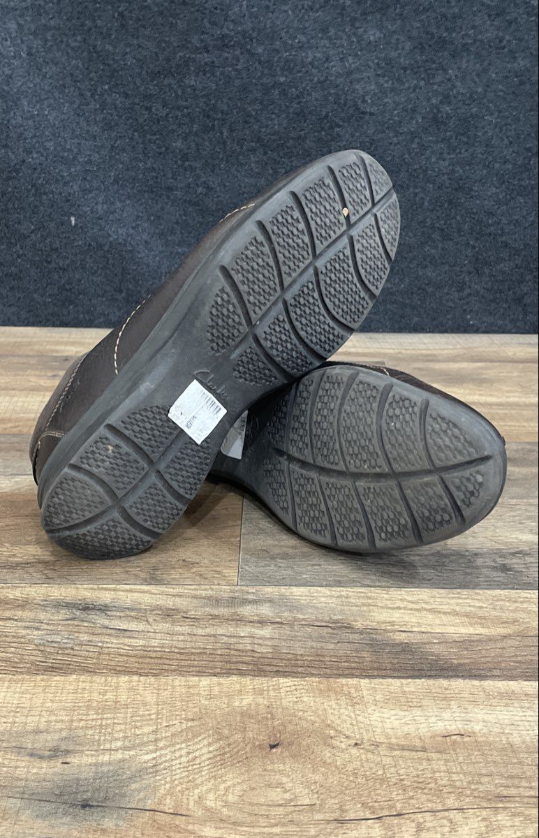 Clarks Collection Brown Leather Casual Slip-On Loafers Men's Size 10