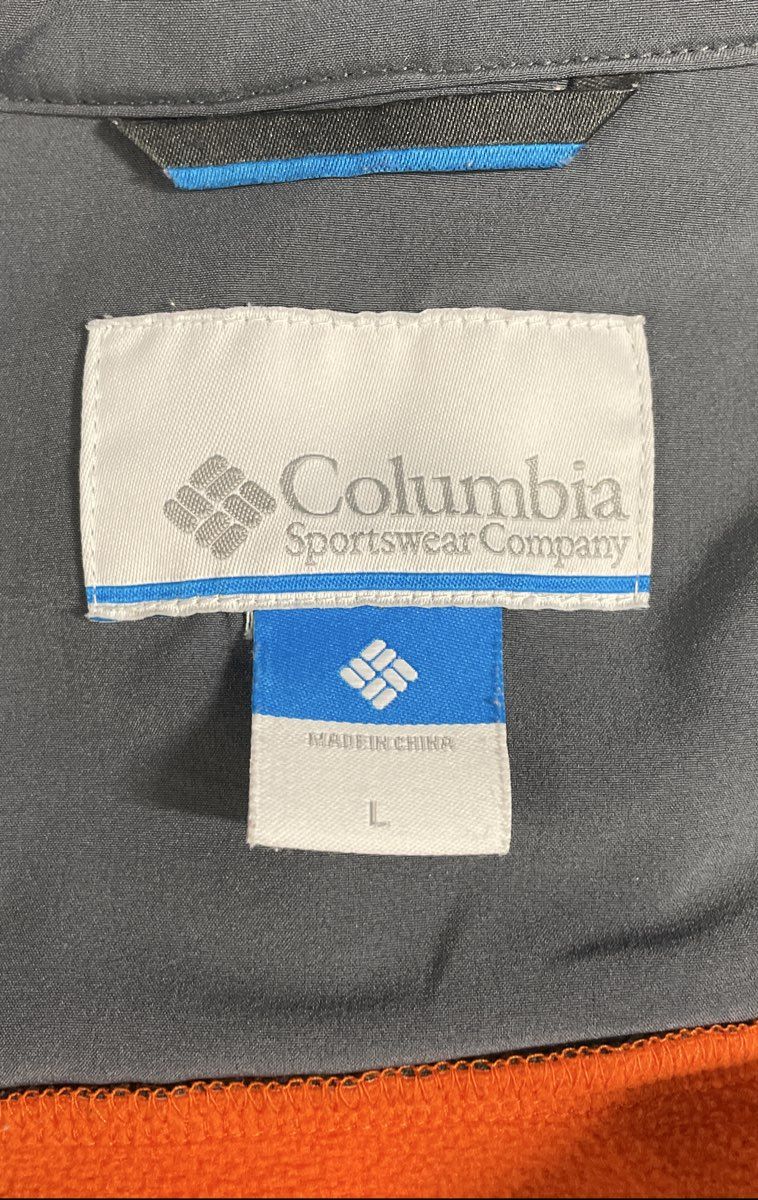 Columbia Men's Orange Gray Omni-Wind Softshell Full Zip Jacket Sz L