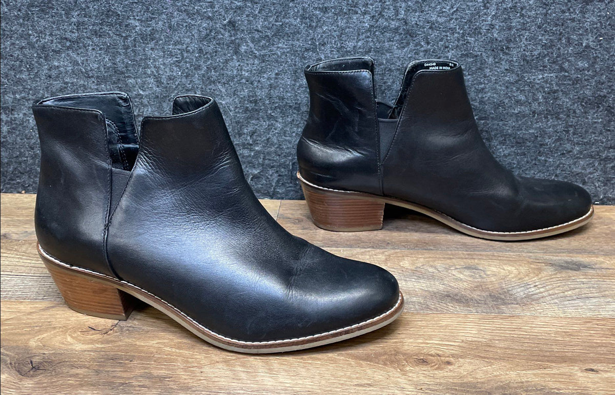Cole Haan Abbot Black Leather Block Heel Ankle Booties Size 9.5