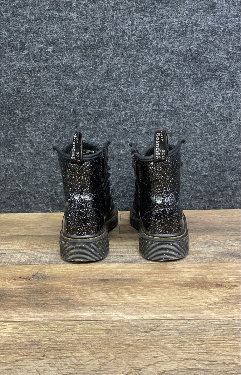 Dr. Martens 1460 J Black Glitter Toddler Lace-up Zip Boots Size 12
