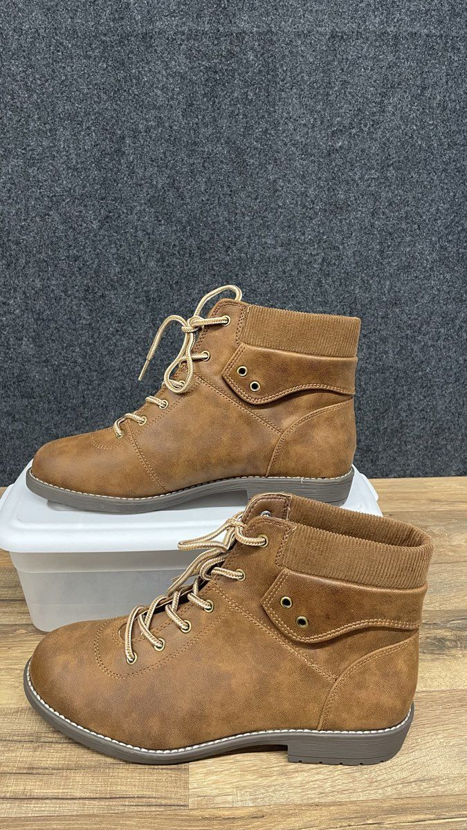 St. John's Bay Shae Brown Lace Up Memory Foam Ankle Boots Women's Size 11W