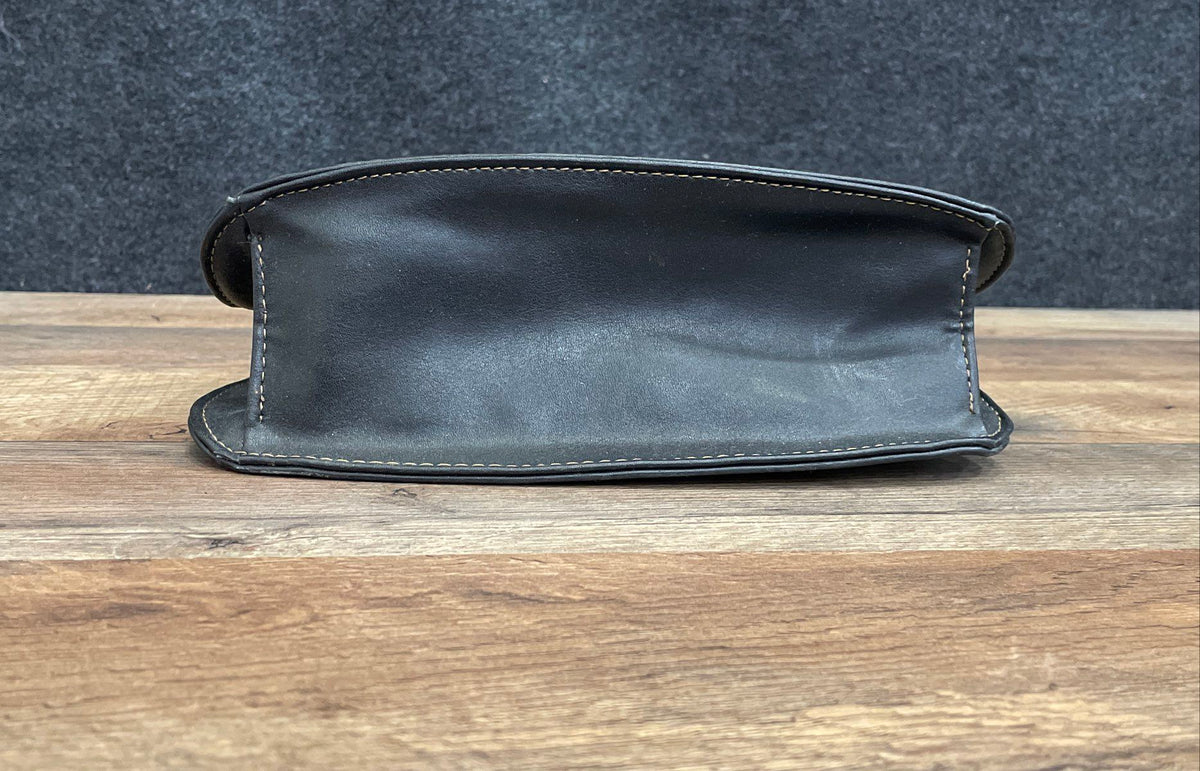 Vintage Nine West Black Leather Shoulder Bag Silver Hardware Contrast Stitch