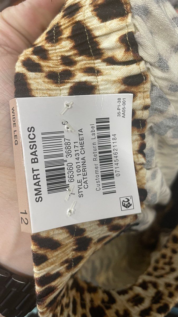 INC International Concepts Women's Leopard Wide Leg High Rise Pants NWT Sz 12