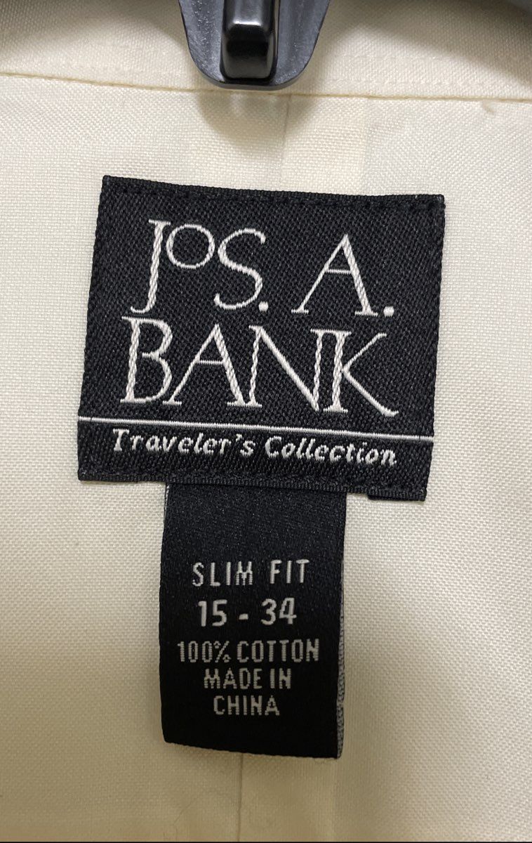 Jos. A. Bank Men's Yellow Traveler's Collection Slim Fit Dress Shirt Sz M 15 34