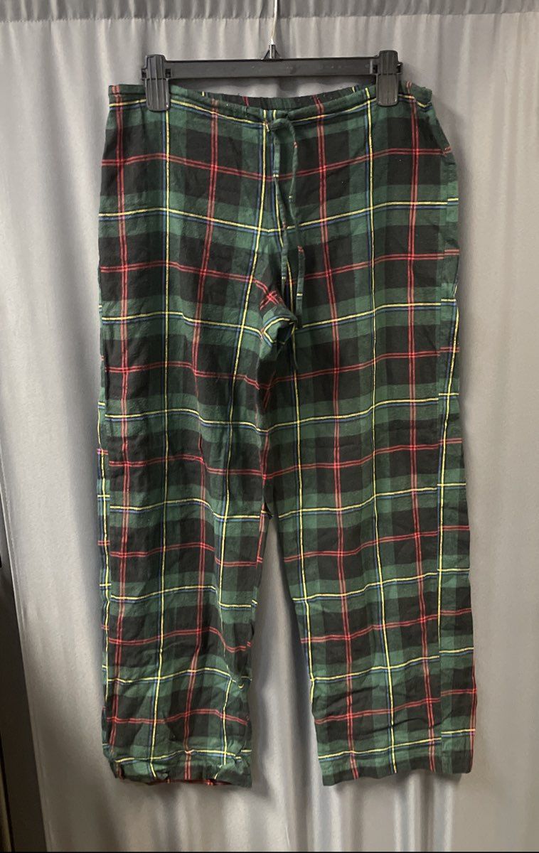 Lauren Ralph Lauren Women's Green Plaid Cotton Pajama Set Crest Sz S