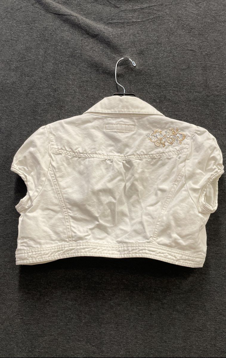 Limited Too Girls White Embroidered Rhinestone Cropped Bolero Jacket Size 20