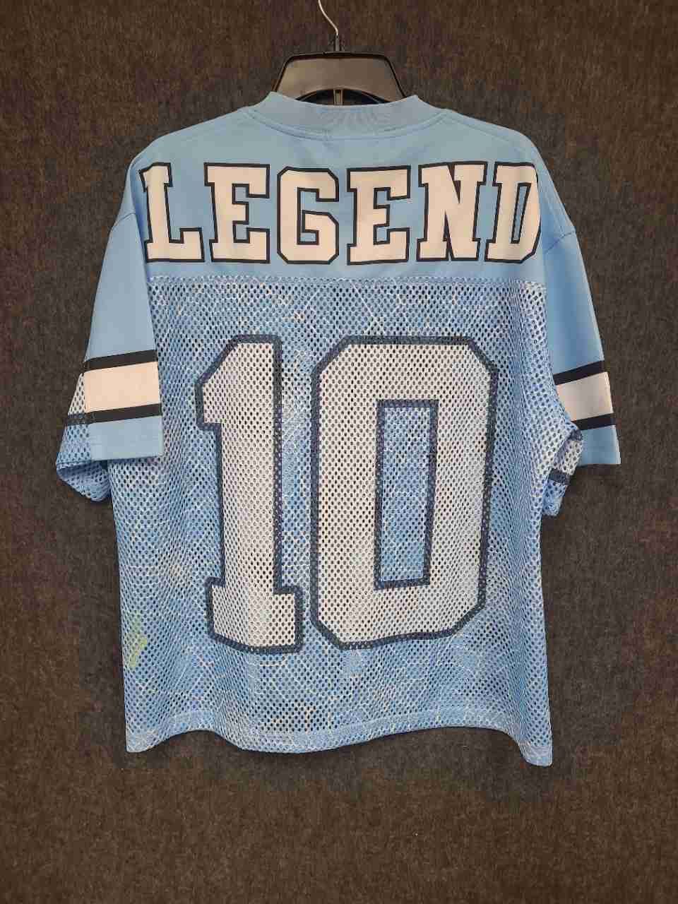 Mr. Mushies Goods Men's Light Blue Legend 10 Mesh Football Jersey Shirt Sz M