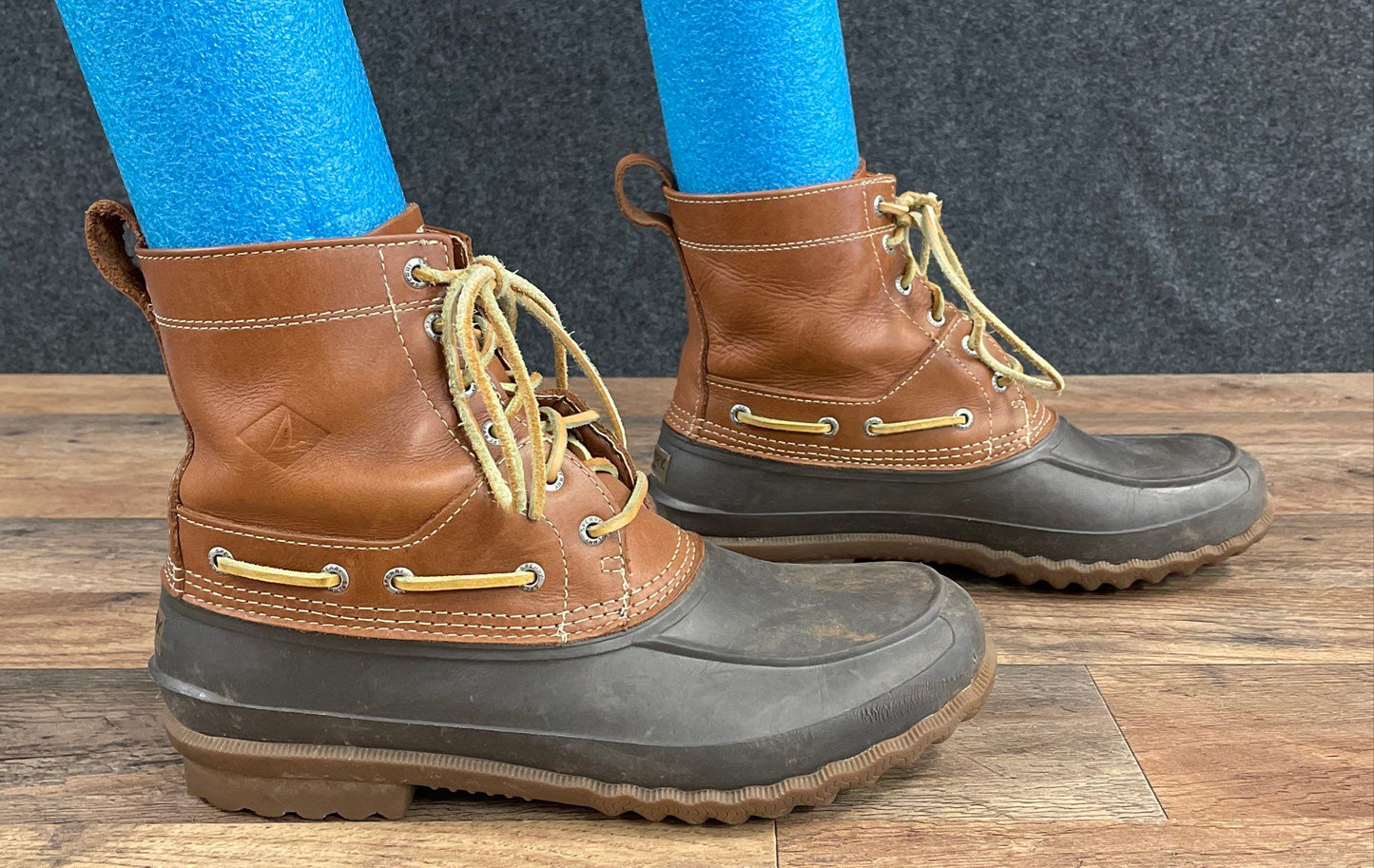 Sperry Avenue Duck Boot Brown Tan Waterproof Leather Rubber Men's Size 10.5