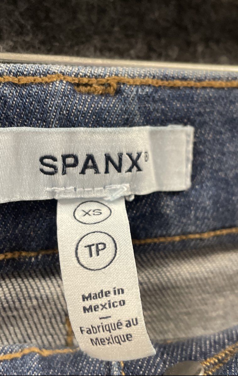 Spanx Women's Indigo Blue High Rise Wide Leg Pull On Flare Jeans Sz XS