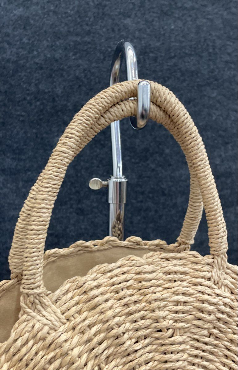 Unbranded Natural Tan Woven Straw Round Circular Crossbody Shoulder Bag Tote
