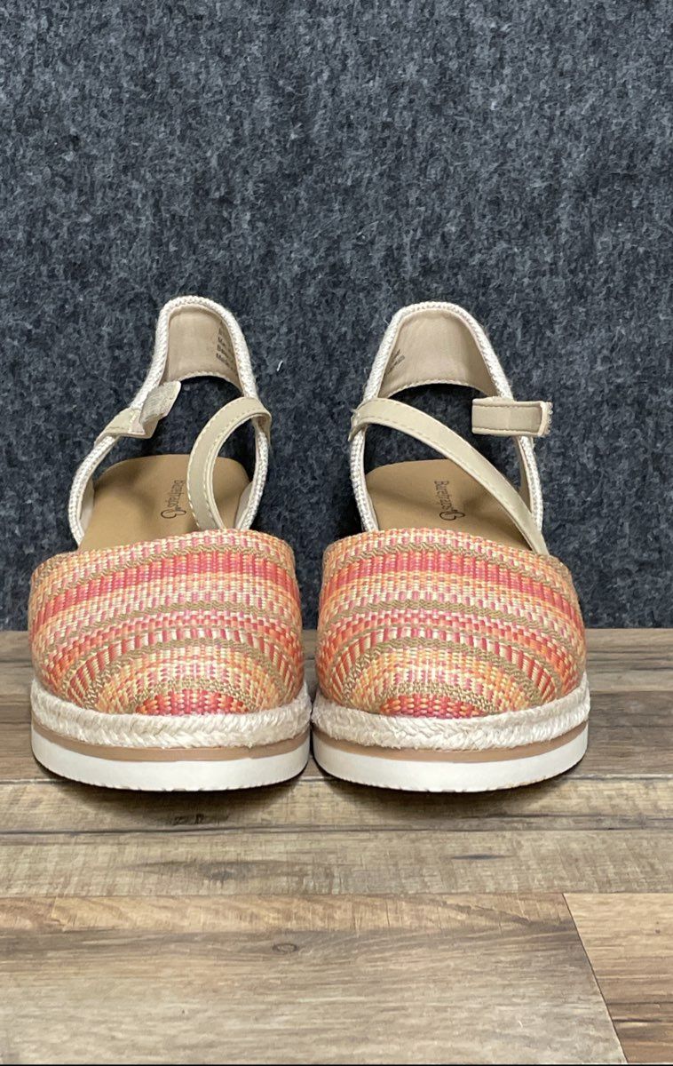 Baretraps Alycia Striped Multicolor Cork Espadrille Wedge Sandals Womens Sz 8 M