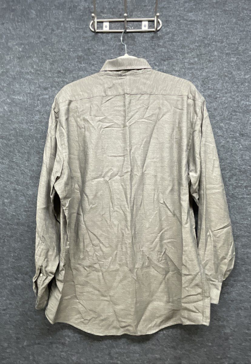 Vintage Ferrell Reed Men's Olive Gray Dobbs Cloth Button Up Shirt USA Sz 16-34