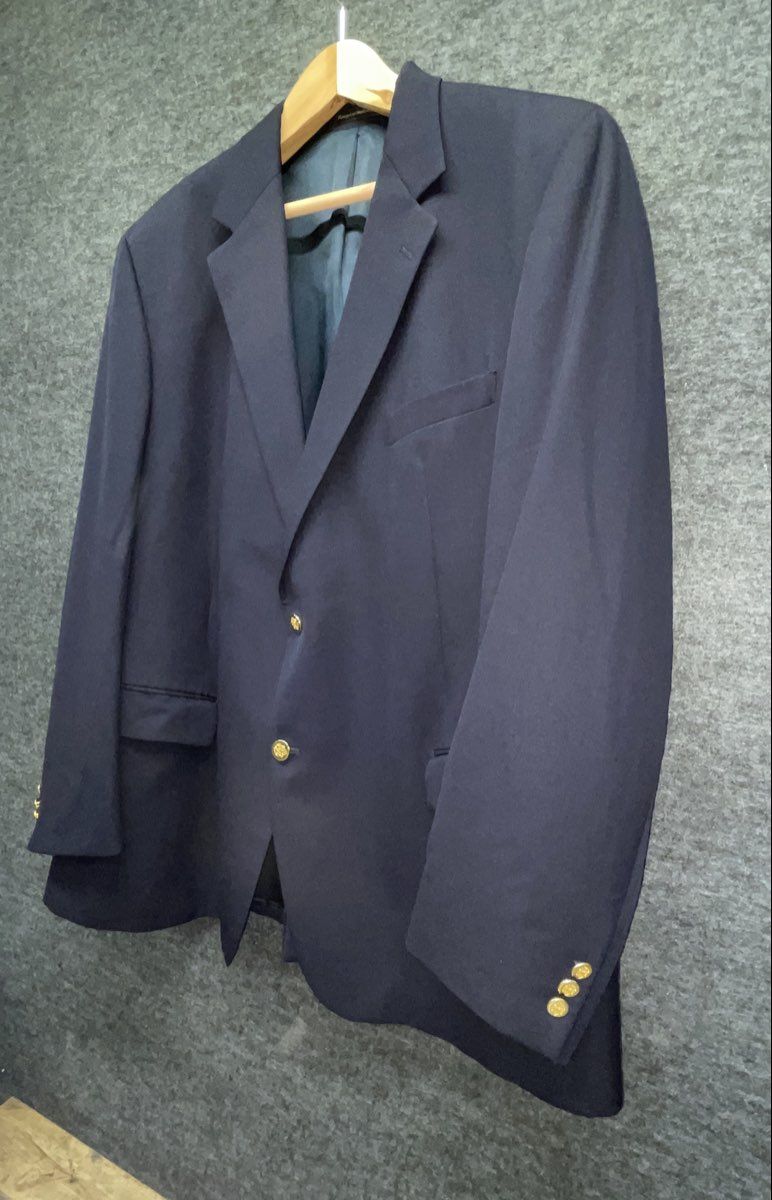 Botany 500 Men's Navy Blue Virgin Wool Blazer Sport Coat Gold Buttons Sz 50L