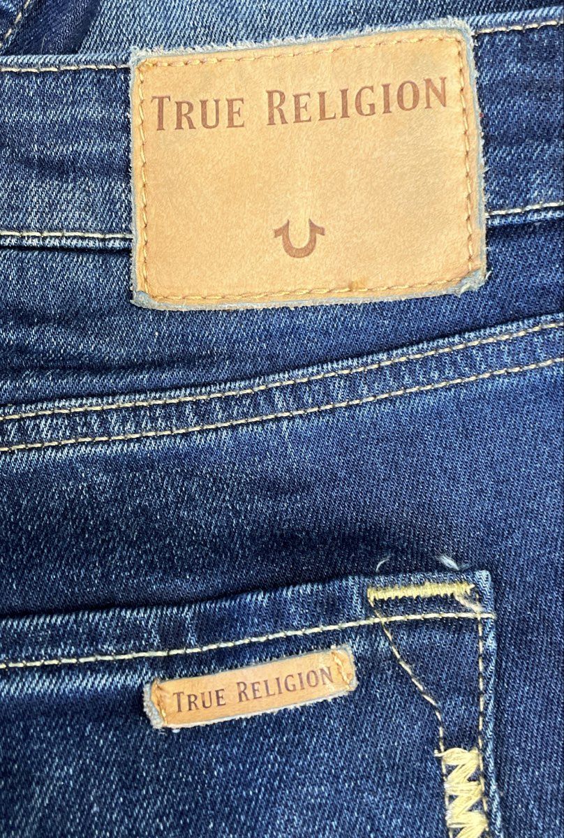 True Religion Women's Becca Mid Rise Bootcut Jeans Dark Wash Faded Sz 31