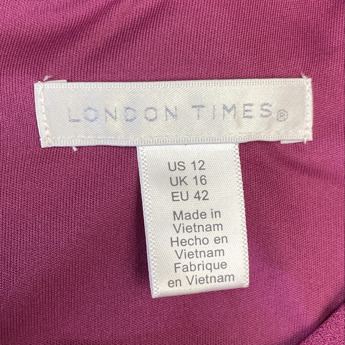 London Times Women's Pink Short Sleeve Twist Front Ruffle Hem Dress Size 12 NWT