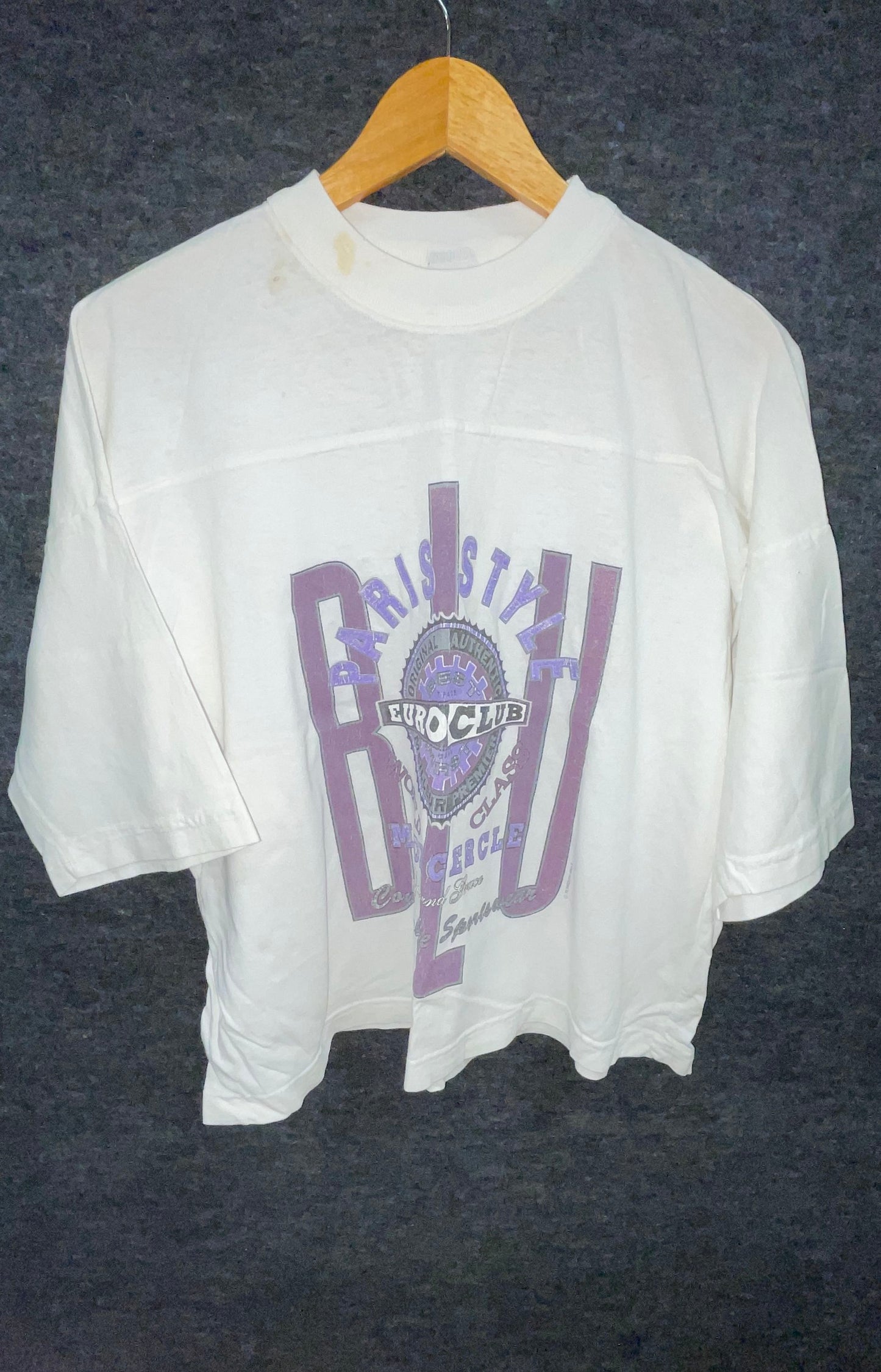 Vintage 90s Ademo Men's Euro Club White Graphic T-Shirt Made in USA Sz M