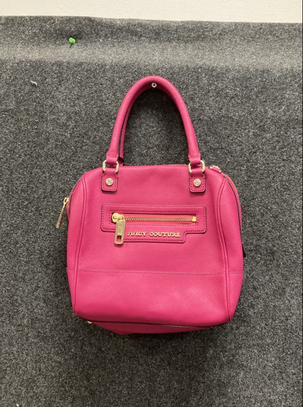 Juicy Couture Hot Pink Saffiano Faux Leather Satchel Bag Gold Hardware