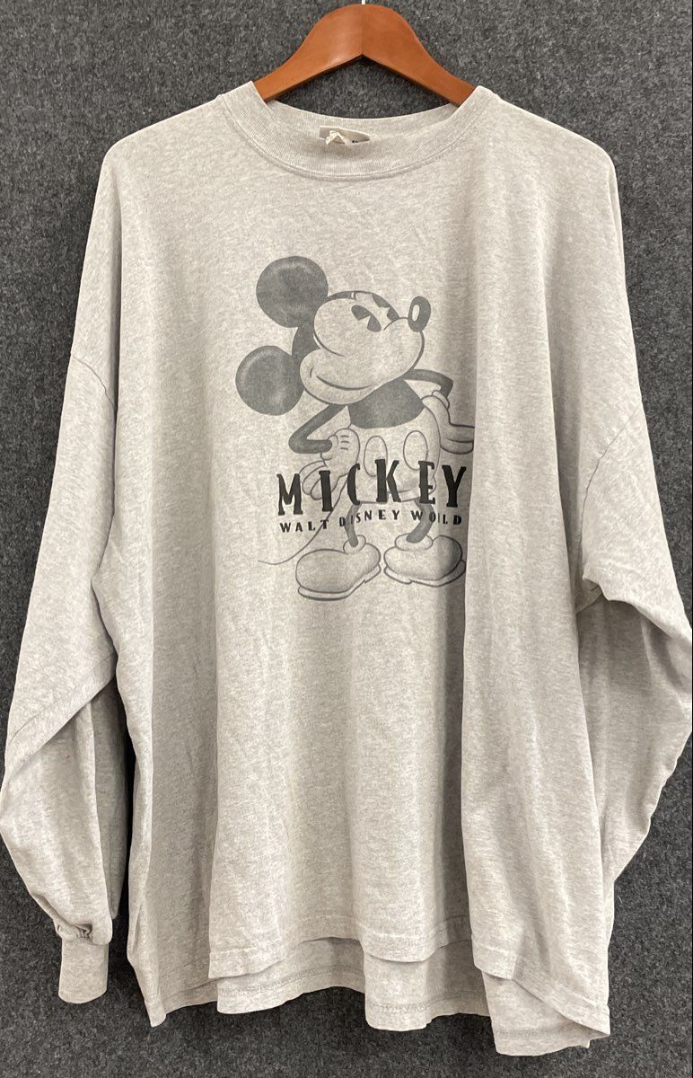 Vintage Walt Disney World Mickey Mouse Long Sleeve T-Shirt Gray Sz XXL