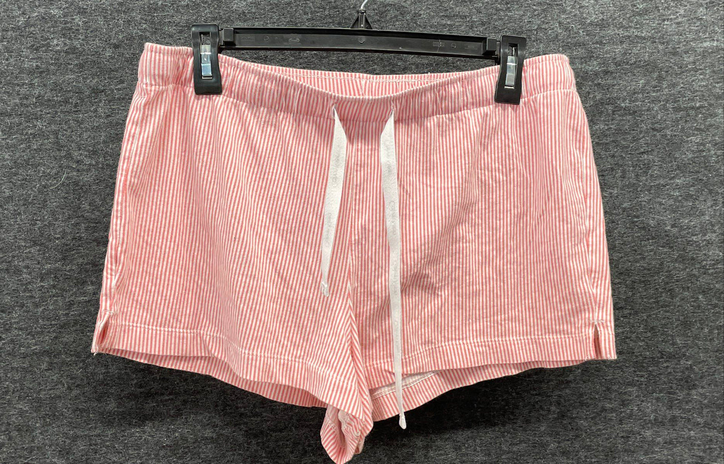 Calvin Klein Women's Pink White Striped Pajama Sleep Shorts Drawstring Sz L