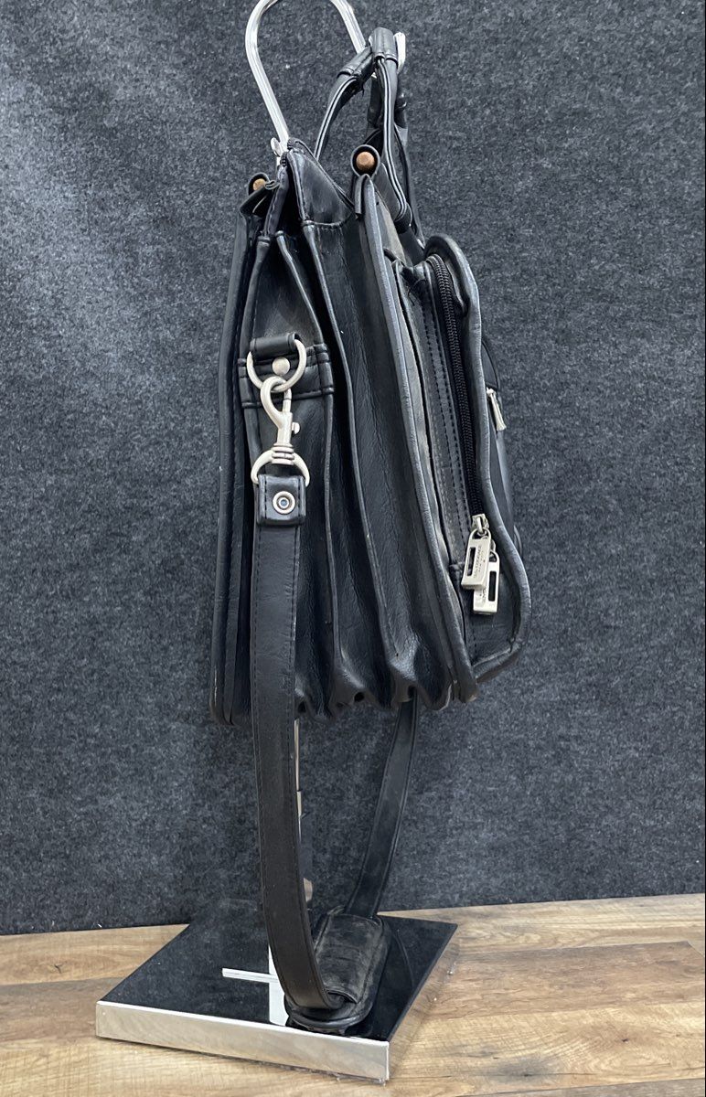 U.S. Luggage New York Black Leather Vintage Briefcase Messenger Bag Laptop