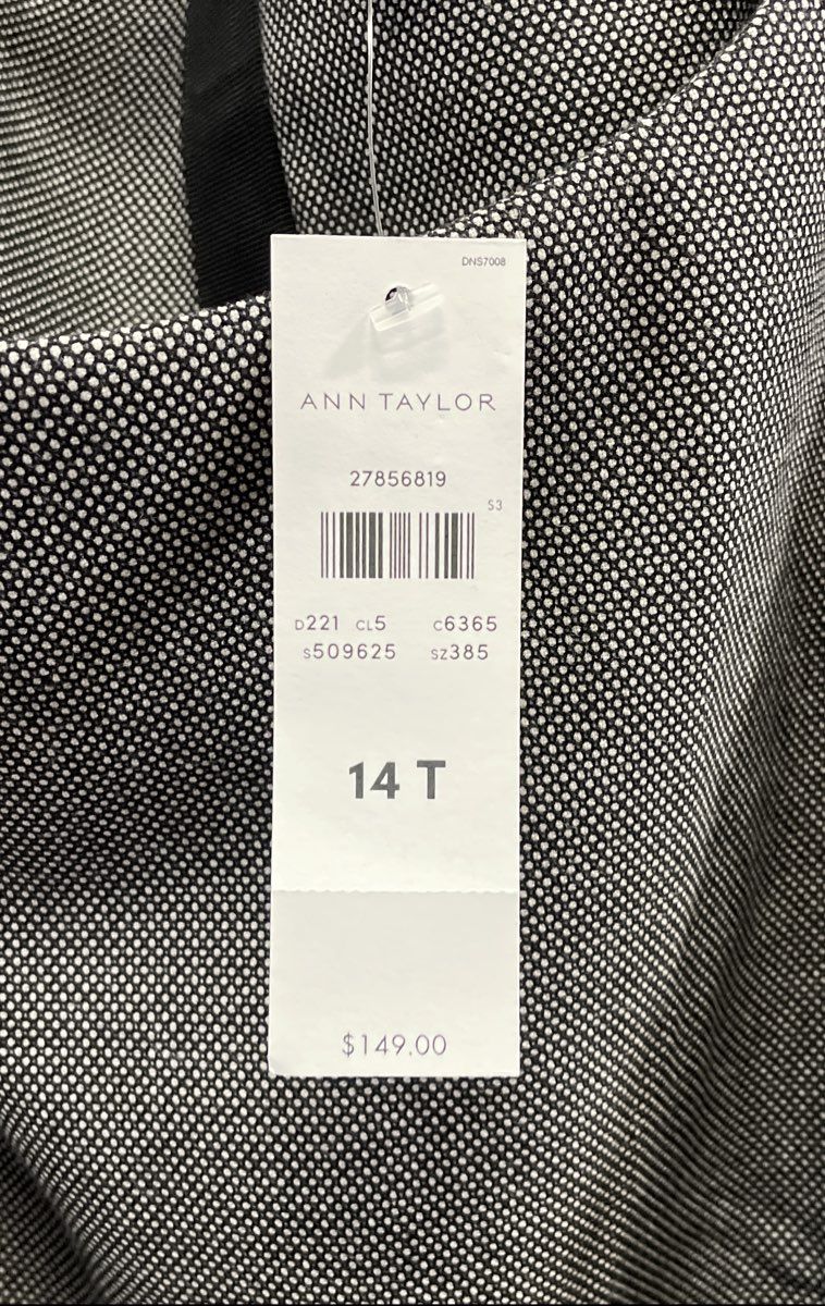 Ann Taylor Women's Grey Micro Pattern Sleeveless Sheath Dress Sz 14T NWT