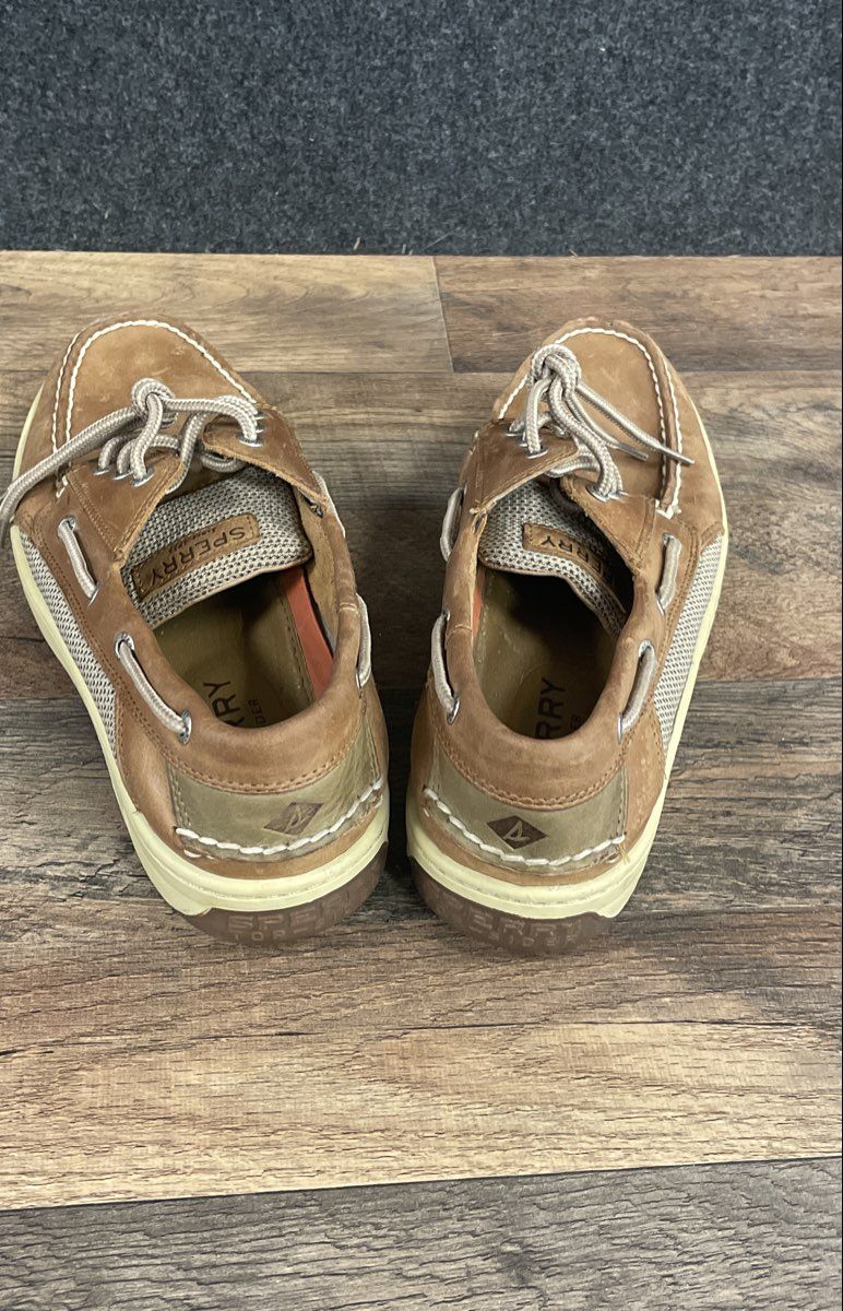 Sperry Billfish Tan Leather Mesh 3-Eye Boat Shoes Men's Size 10 M