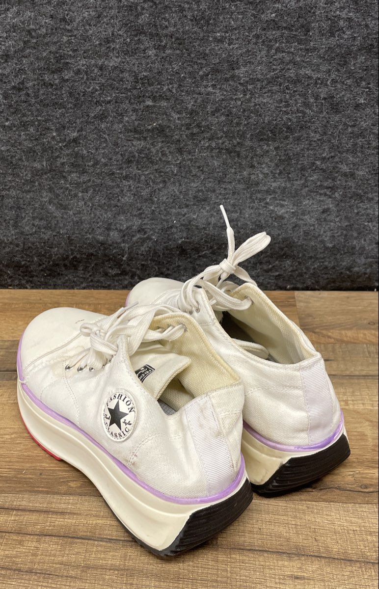 Fashion Classic Platform Canvas Sneakers White Pink Purple Women's Size 7