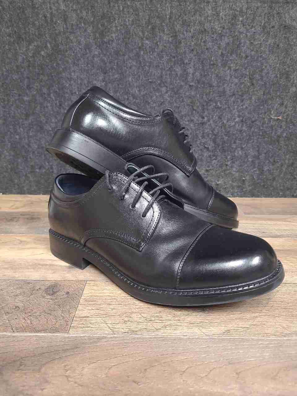 Bruno Marc Downing-01 Black Cap Toe Derby Men's Dress Shoes Size 10