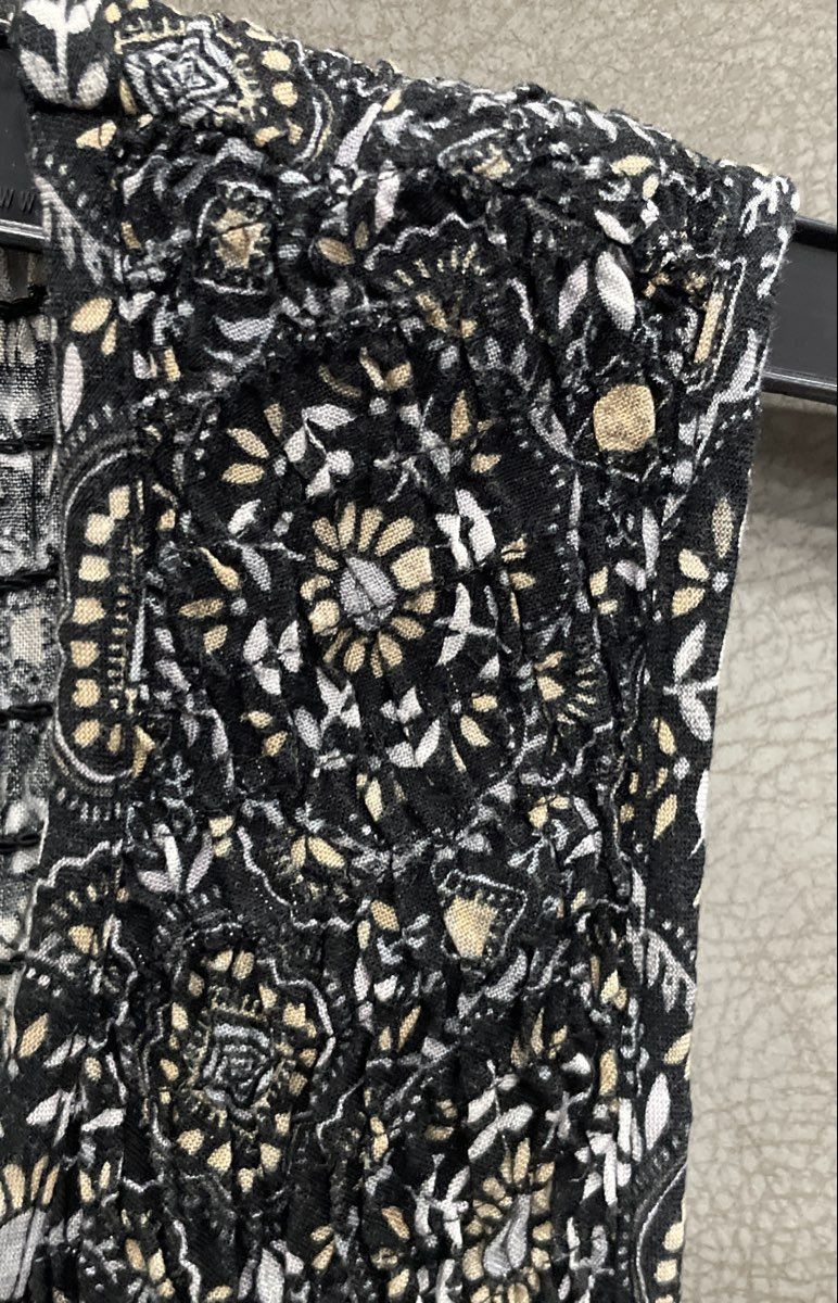 Croft & Barrow Women's Black Floral Sleeveless Smocked Plus Size Dress 1X