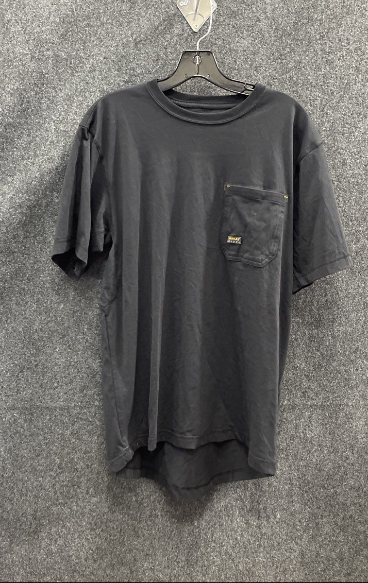 Ariat Rebar Men's Black Graphic Pocket T-Shirt Skull Hard Hat Flag Sz M
