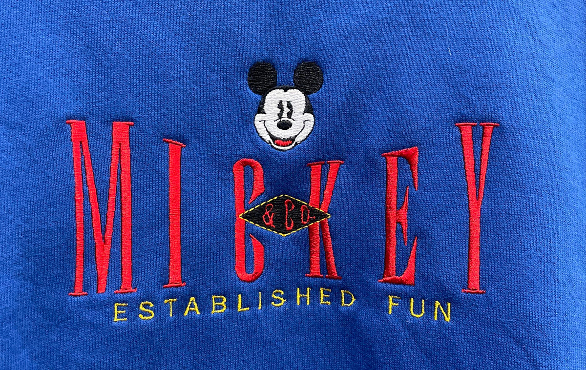 Vintage 90s Disney Mickey & Co. Blue Embroidered Sweatshirt Mickey Mouse Sz L