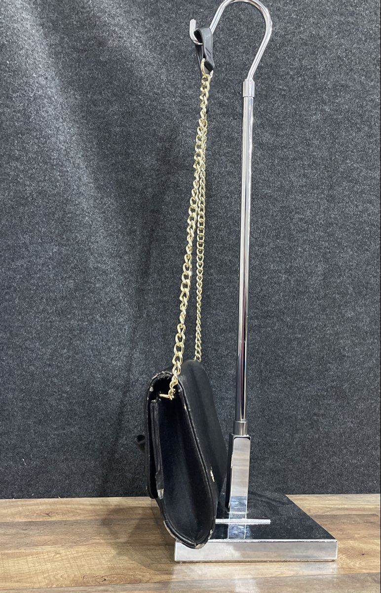 Betsey Johnson Black Leather Bow Heart Crossbody Shoulder Bag Gold Hardware