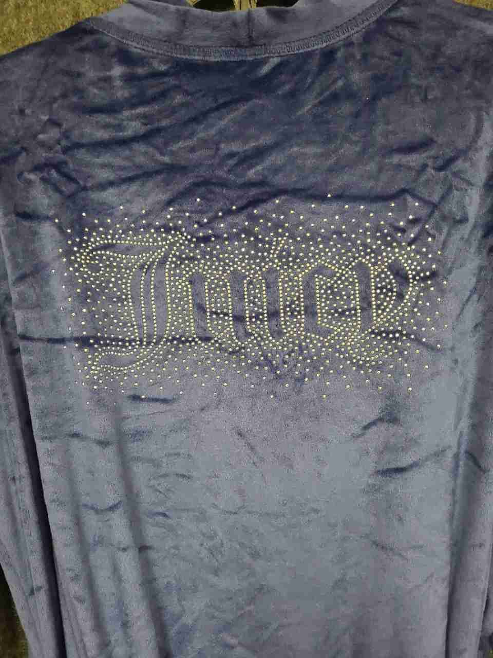 Juicy Couture Women's Purple Velour Rhinestone Logo Belted Robe Sz S/M