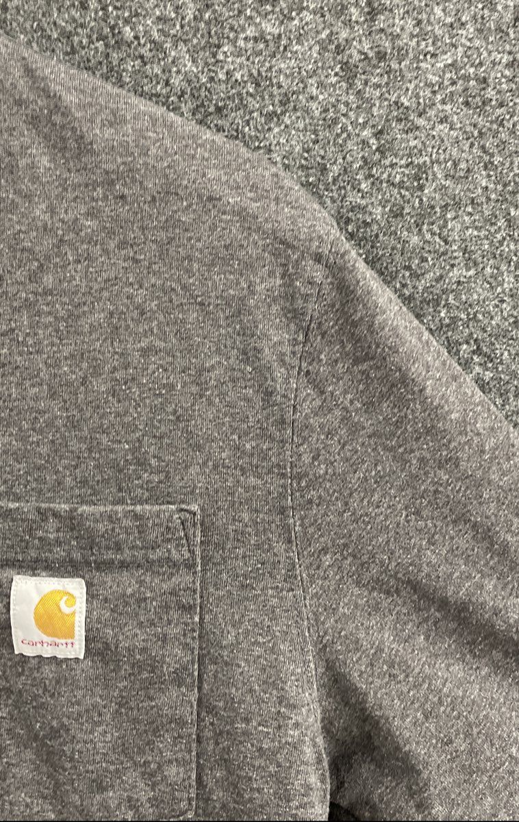 Carhartt K128 Workwear Pocket Henley Long Sleeve T-Shirt Carbon Heather Sz M
