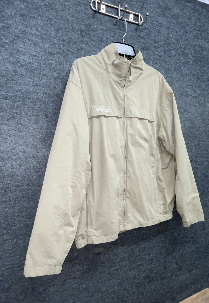 Columbia Men's Full Zip Vented Windbreaker Jacket Olive Khaki Mesh Lined Sz L