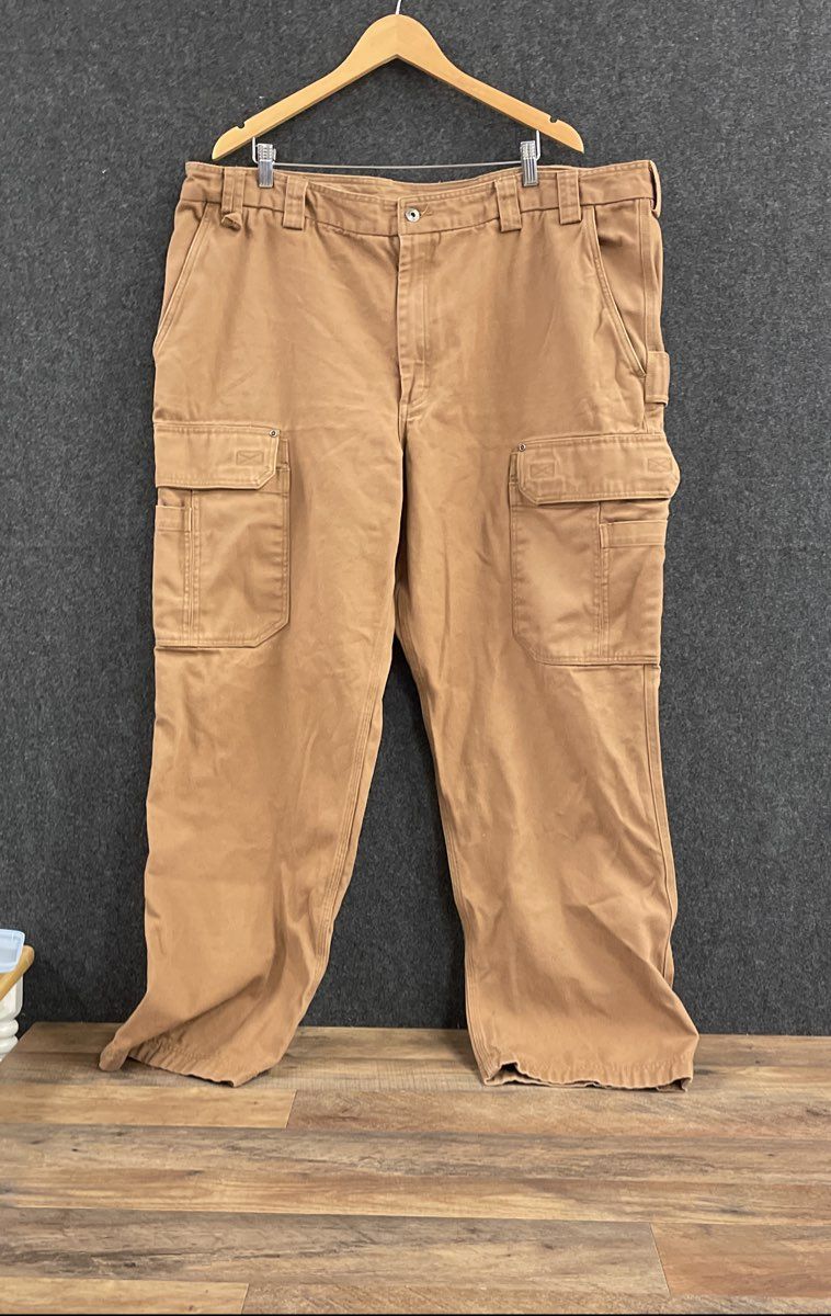 Duluth Trading Co Men's Brown Fire Hose Cotton Relaxed Fit Cargo Pants Sz 48x34